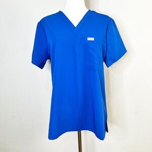 FIGS Catarina One-Pocket Scrub Top Royal Blue Medium V-Neck Technical NWT